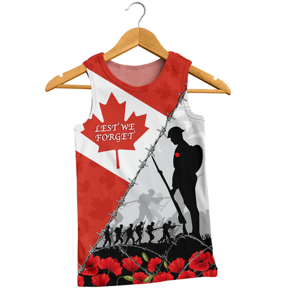 Canada Tank Top Remembrance Day Poppy Flower And Barbed Wire