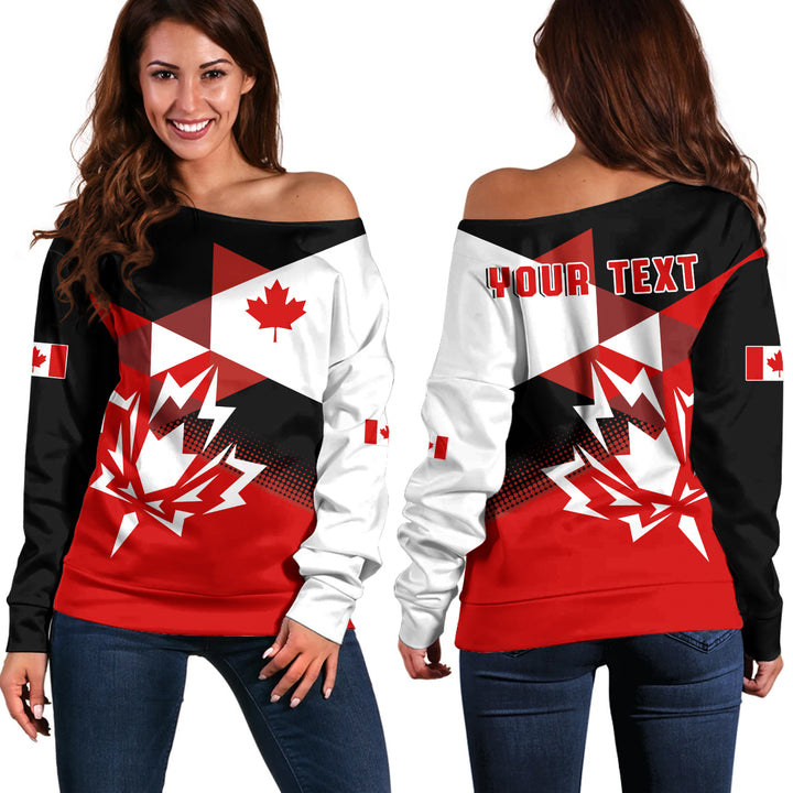 Canada Off Shoulder Sweatshirt Canada Maple Streetwear Graphic Style
