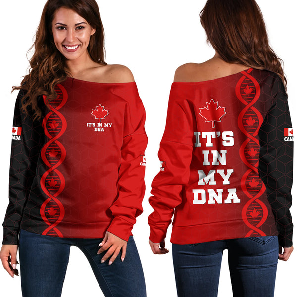 Canada Off Shoulder Sweatshirt DNA Of A True Canadian
