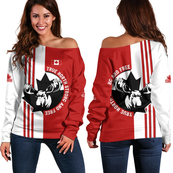 Canada Off Shoulder Sweatshirt Born North Wild And Proud