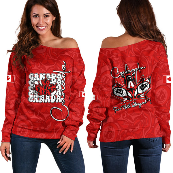 Canada Off Shoulder Sweatshirt Roots Of The North