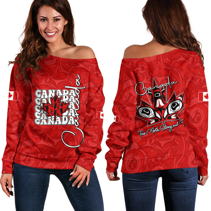Canada Off Shoulder Sweatshirt Roots Of The North