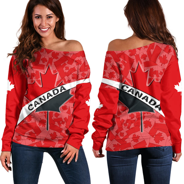 Canada Off Shoulder Sweatshirt Born Canadian Built Proud