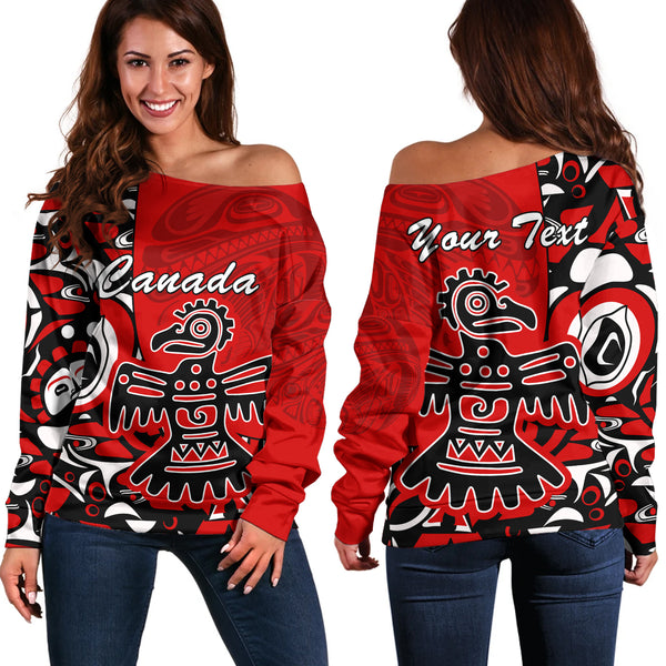 Canada Off Shoulder Sweatshirt Canada Eagle’s Might Haida Heritage