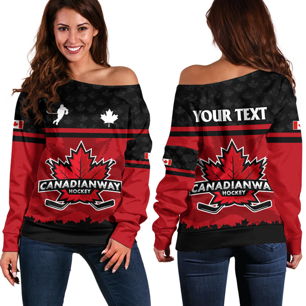 Canada Off Shoulder Sweatshirt True North Hockey Pride