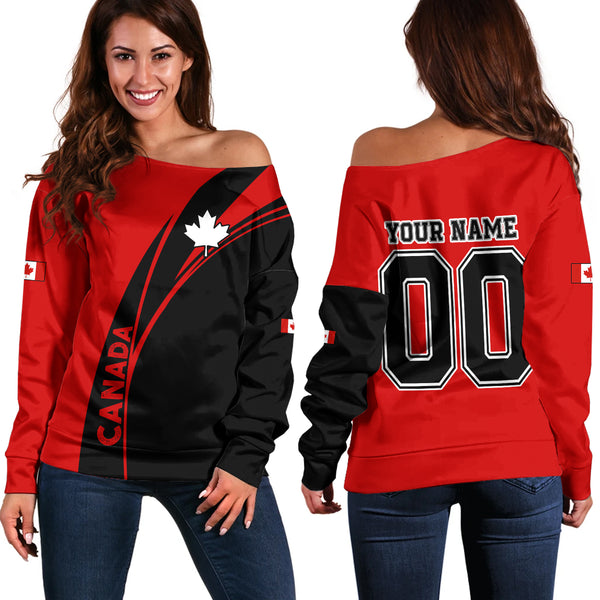 Canada Off Shoulder Sweatshirt Maple Wave Canada