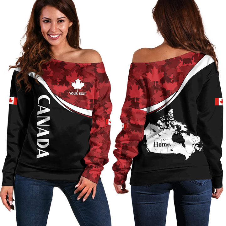Canada Off Shoulder Sweatshirt Maple Leaf Mood Northbound Edition