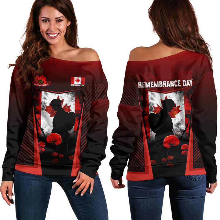 Canada Off Shoulder Sweatshirt Remembrance Day Heroes Of The Maple Leaf