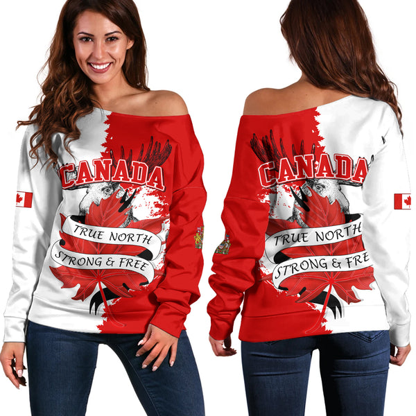 Canada Off Shoulder Sweatshirt Canada Wild Maple Strength