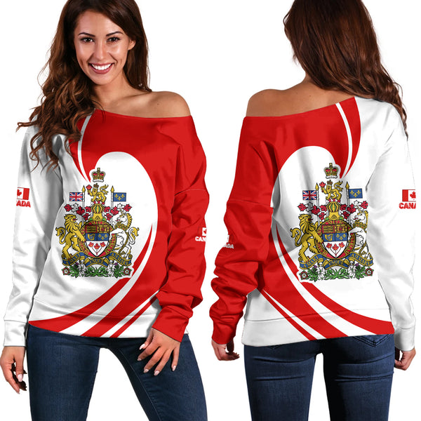 Canada Off Shoulder Sweatshirt Canada Noble Spirit