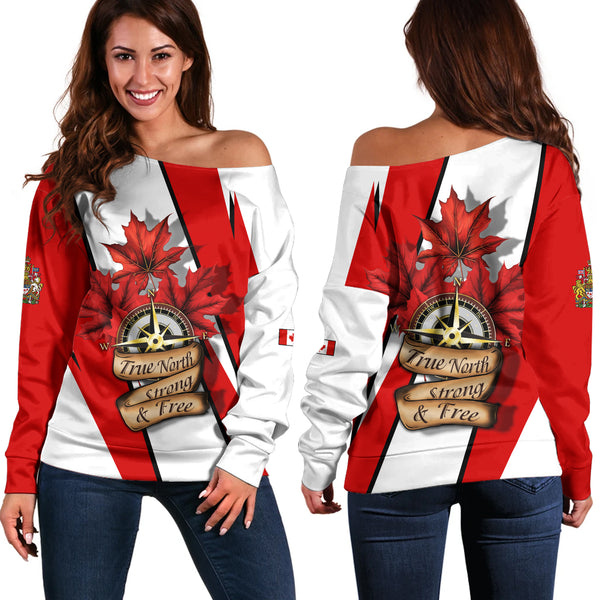Canada Off Shoulder Sweatshirt Canada True North Compass