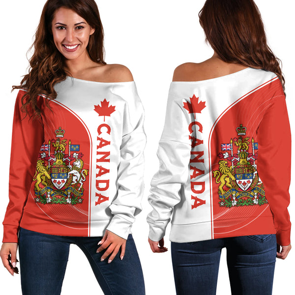 Canada Off Shoulder Sweatshirt Canadian Royal Emblem