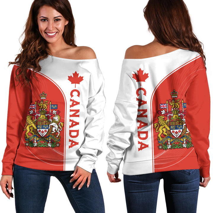Canada Off Shoulder Sweatshirt Canadian Royal Emblem