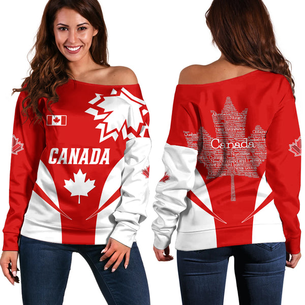 Canada Off Shoulder Sweatshirt Canada Bold Maple Surge
