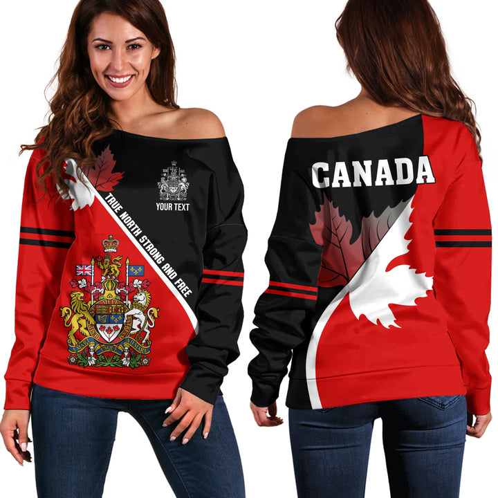 Canada Off Shoulder Sweatshirt Custom Proud Canadian Coat