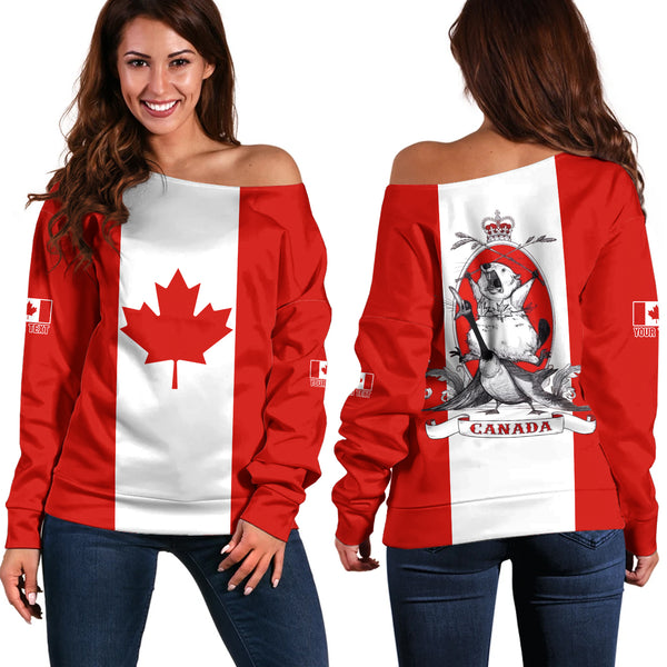 Canada Off Shoulder Sweatshirt Canada Royal Maple Beaver