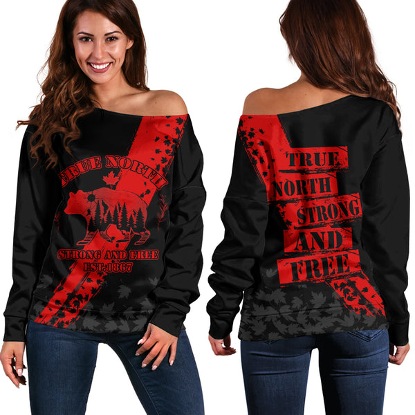 Canada Off Shoulder Sweatshirt Canada 1867 Maple Heritage