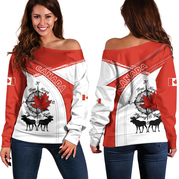 Canada Off Shoulder Sweatshirt Canada Northern Glory