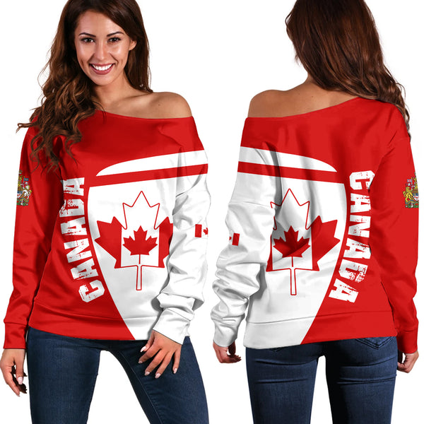 Canada Off Shoulder Sweatshirt Canada Maple Leafs Half Concept