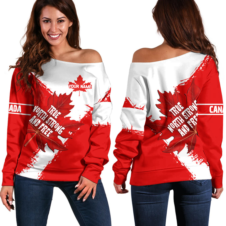 Canada Off Shoulder Sweatshirt Maple Strength Strong And Free