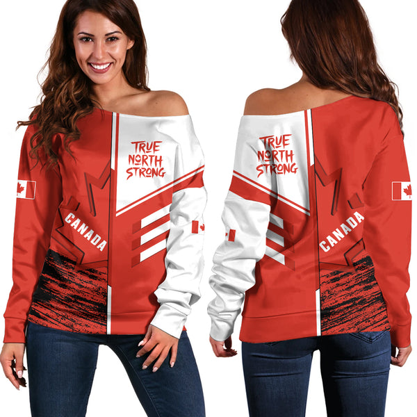 Canada Off Shoulder Sweatshirt Canada Maple Streetwear