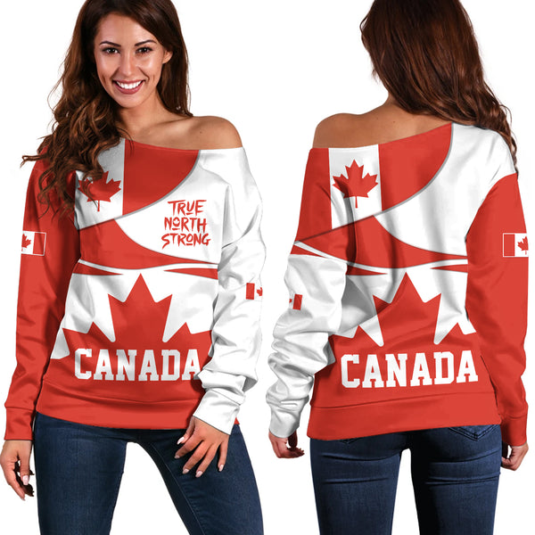 Canada Off Shoulder Sweatshirt Canada True North Strong Legend