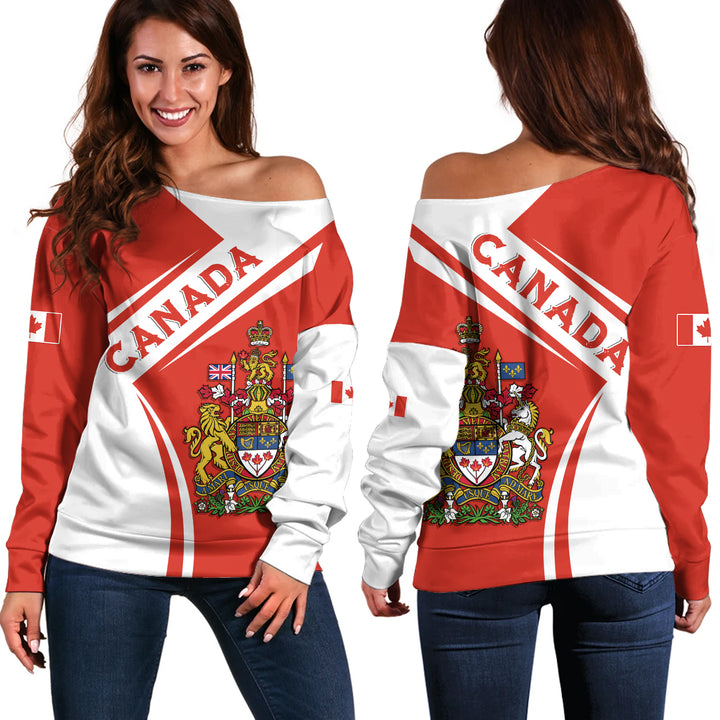 Canada Off Shoulder Sweatshirt Canada North Vibes Only