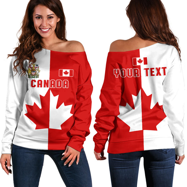 Canada Off Shoulder Sweatshirt Canada Maple Crest Half And Half Style