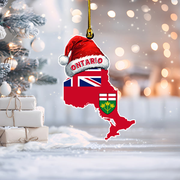 Ontario Wood Acrylic Ornament Canadian Province Flag Christmas Collection