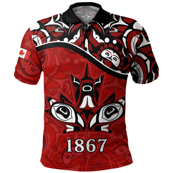 Canada Polo Shirt Haida Indigenous Power 1867