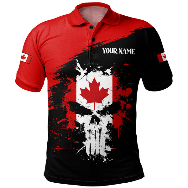 Canada Polo Shirt Red Skull Patriot Canada Edition