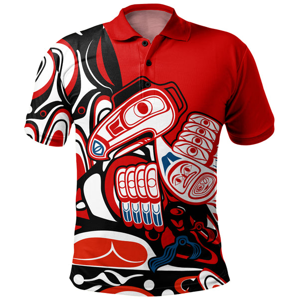 Canada Polo Shirt Haida Red Totem Legacy