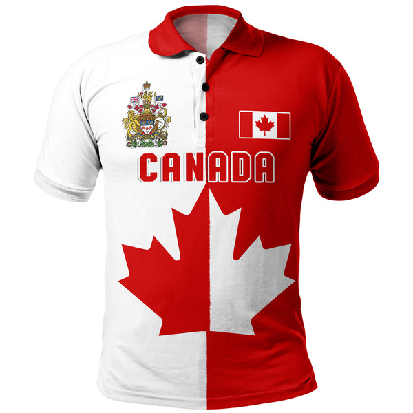 Canada Polo Shirt Canada Maple Crest Half And Half Style