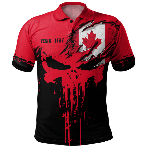 Canada Polo Shirt Maple Skull Fearless North