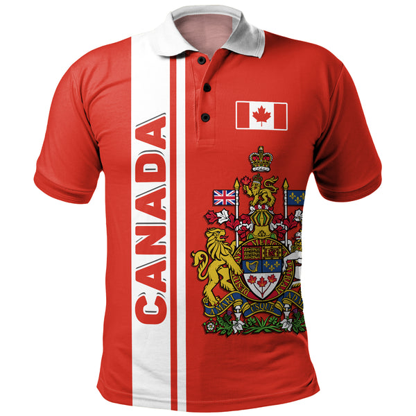 Canada Polo Shirt Canada Coat Of Arms Simple Style