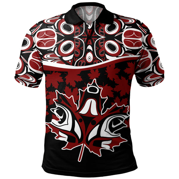 Canada Polo Shirt Haida Echo Red Leaf Pride
