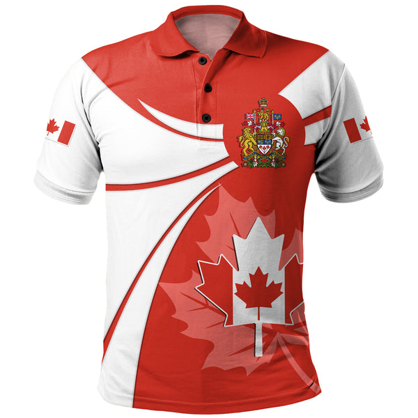 Canada Polo Shirt Canada Maple Wave Design