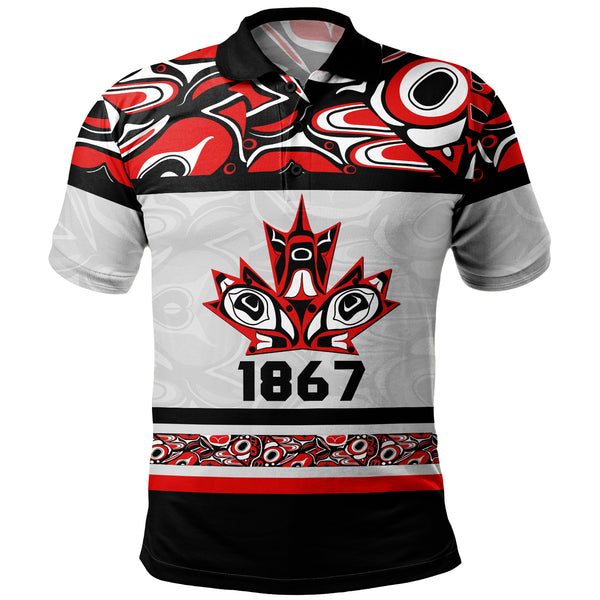 Canada Polo Shirt Haida Indigenous Maple Legacy 1867