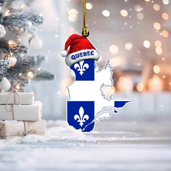 Quebec Wood Acrylic Ornament Canadian Province Flag Christmas Collection