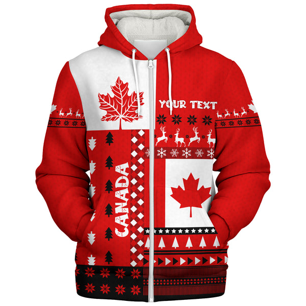 Canada Sherpa Hoodie Nordic Maple Christmas Spirit