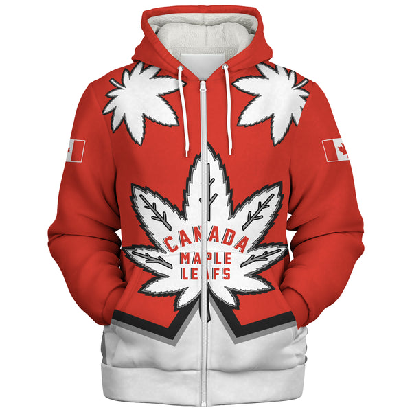 Canada Sherpa Hoodie Red Maple Leafs Spirit
