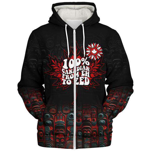 Canada Sherpa Hoodie Canadian From Eh To The Zed Haida Pattern
