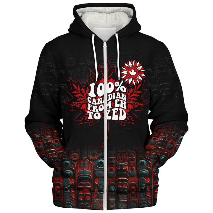 Canada Sherpa Hoodie Canadian From Eh To The Zed Haida Pattern