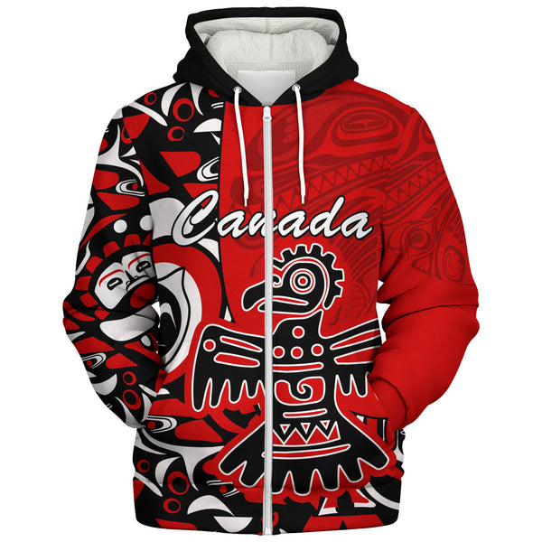 Canada Sherpa Hoodie Canada Eagle’s Might Haida Heritage