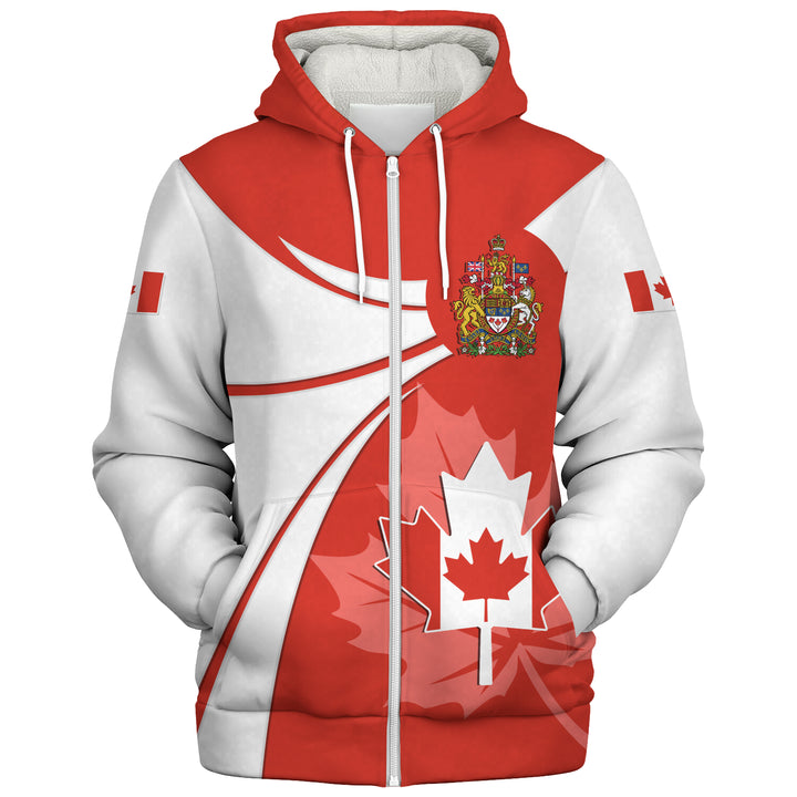 Canada Sherpa Hoodie Canada Maple Wave Design