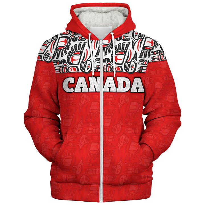 Canada Sherpa Hoodie Haida Voices Of The North