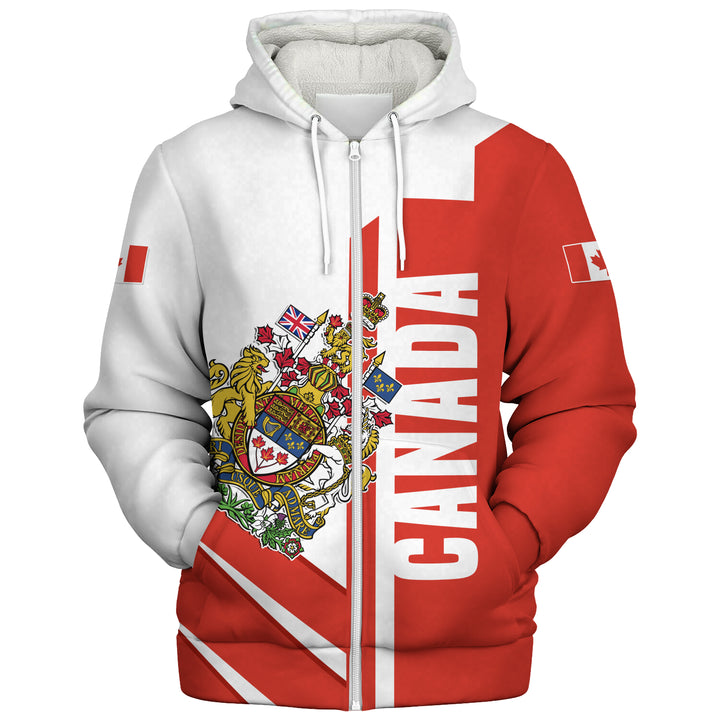 Canada Sherpa Hoodie Canada Coat Of Arms Tribute