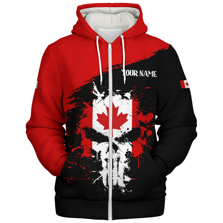 Canada Sherpa Hoodie Red Skull Patriot Canada Edition