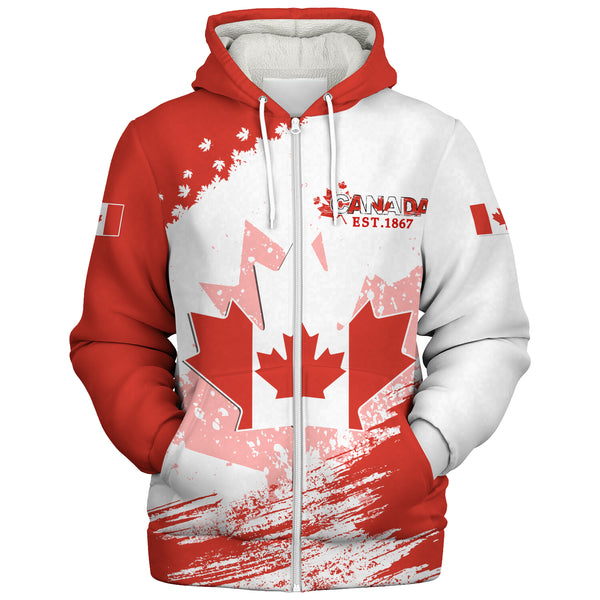 Canada Sherpa Hoodie Maple Born Canada Made