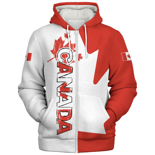 Canada Sherpa Hoodie Canada Red And White Boldness